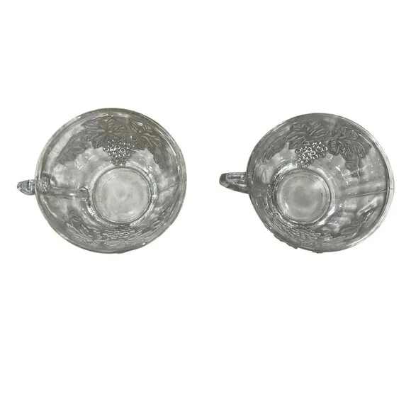 Vintage Punchbowl Glasses Used Matching Set of 2 Grapevines - Picture 11 of 16